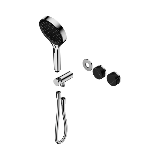 Serenity Progressive Shower System With Marquina Black Handle And Serenity Hand Shower Trim Kit Only Chrome
