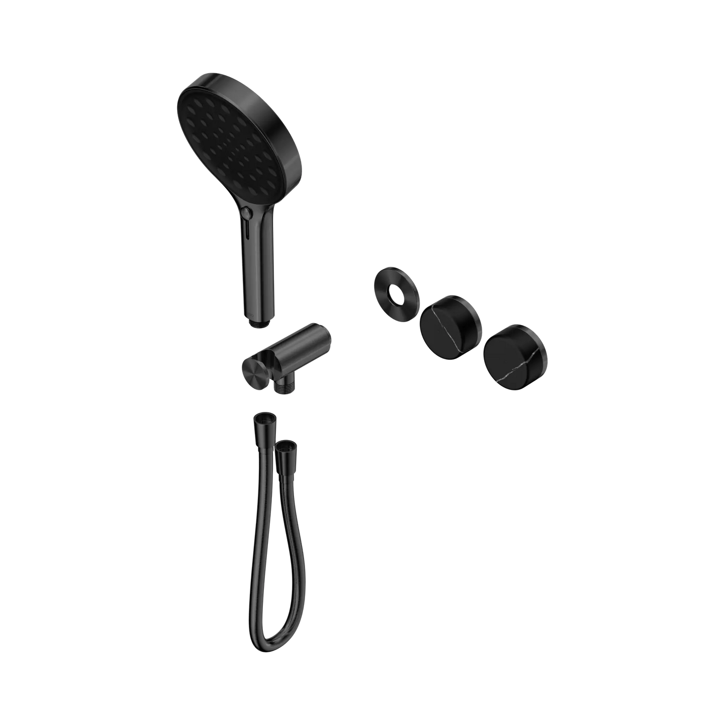 Serenity Progressive Shower System With Marquina Black Handle And Serenity Hand Shower Trim Kit Only Gun Metal