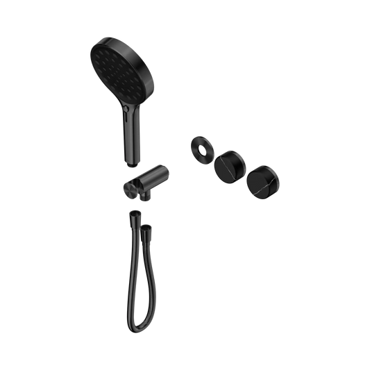 Serenity Progressive Shower System With Marquina Black Handle And Serenity Hand Shower Trim Kit Only Gun Metal