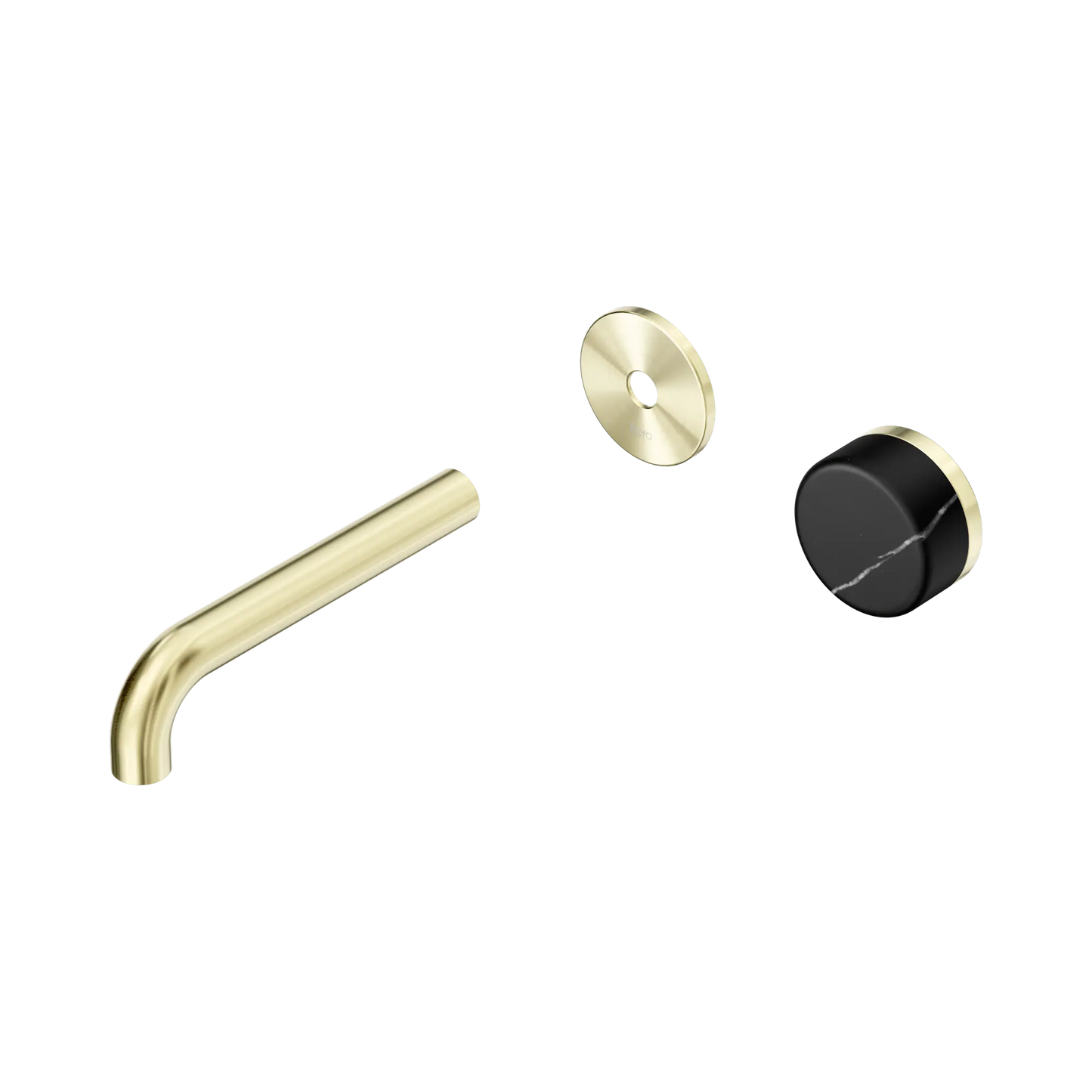 Serenity Progressive Wall Basin Mixer 160mm Spout With Marquina Black Handle Trim Kit Only Brushed Gold