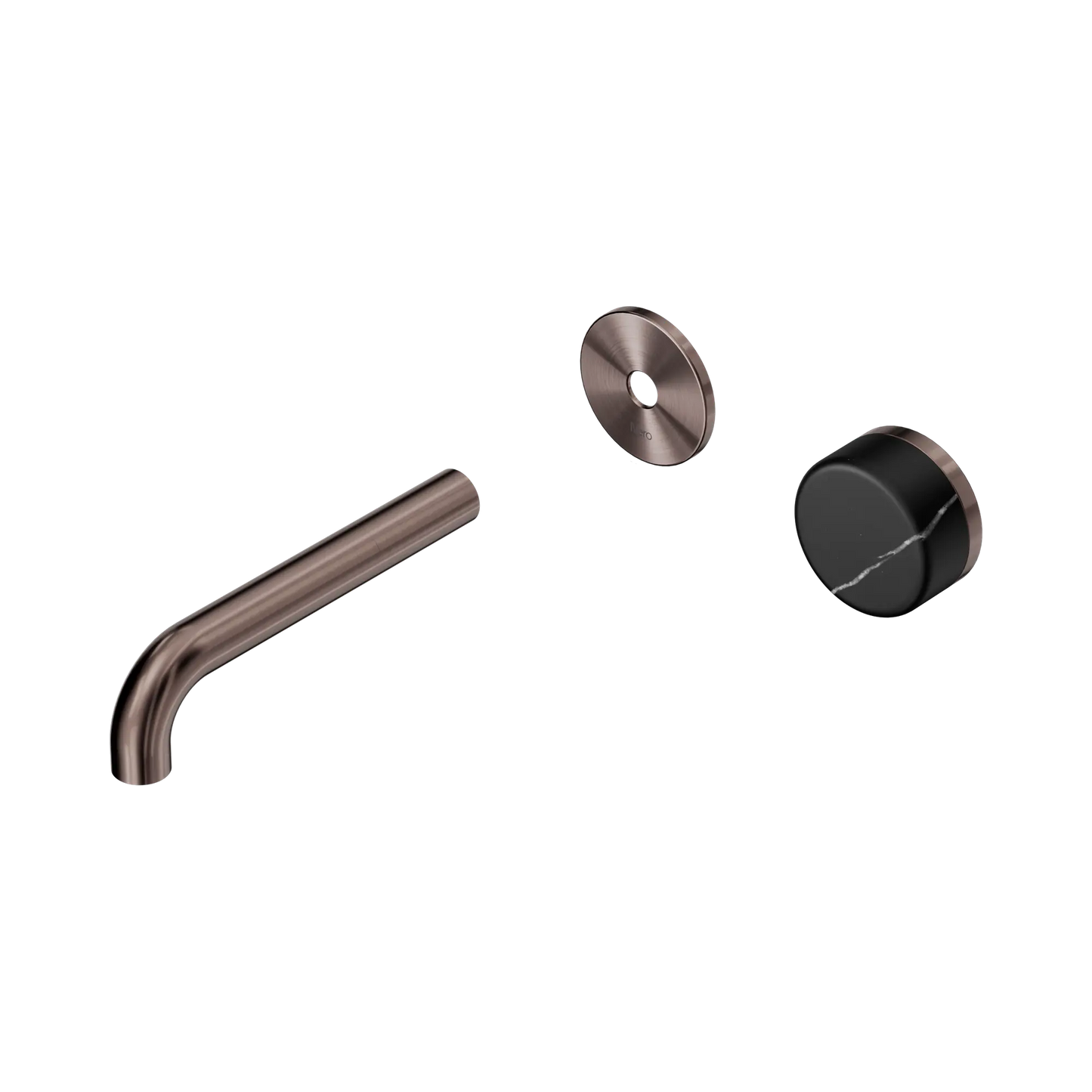 Serenity Progressive Wall Basin Mixer 160mm Spout With Marquina Black Handle Trim Kit Only Brushed Bronze