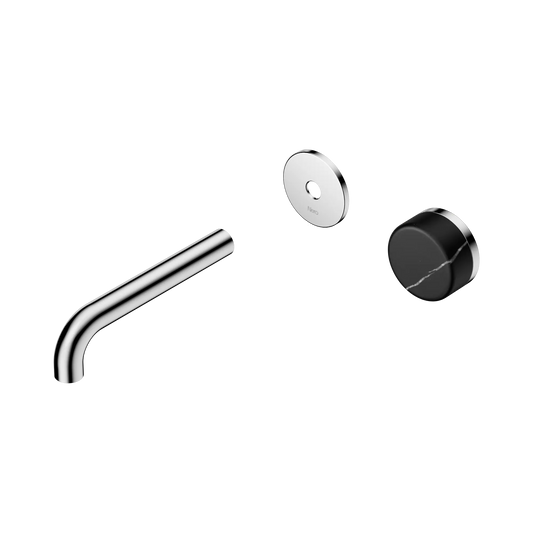 Serenity Progressive Wall Basin Mixer 160mm Spout With Marquina Black Handle Trim Kit Only Chrome