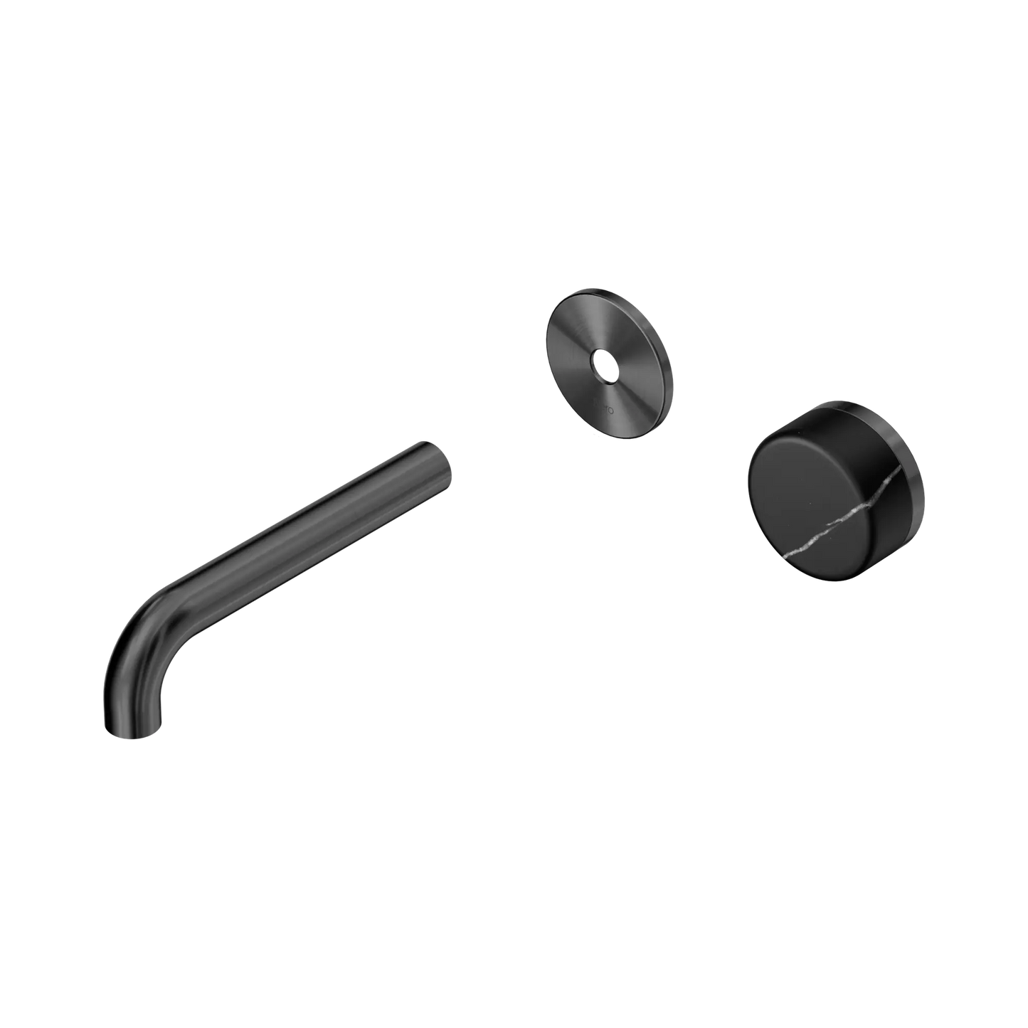 Serenity Progressive Wall Basin Mixer 160mm Spout With Marquina Black Handle Trim Kit Only Gun Metal