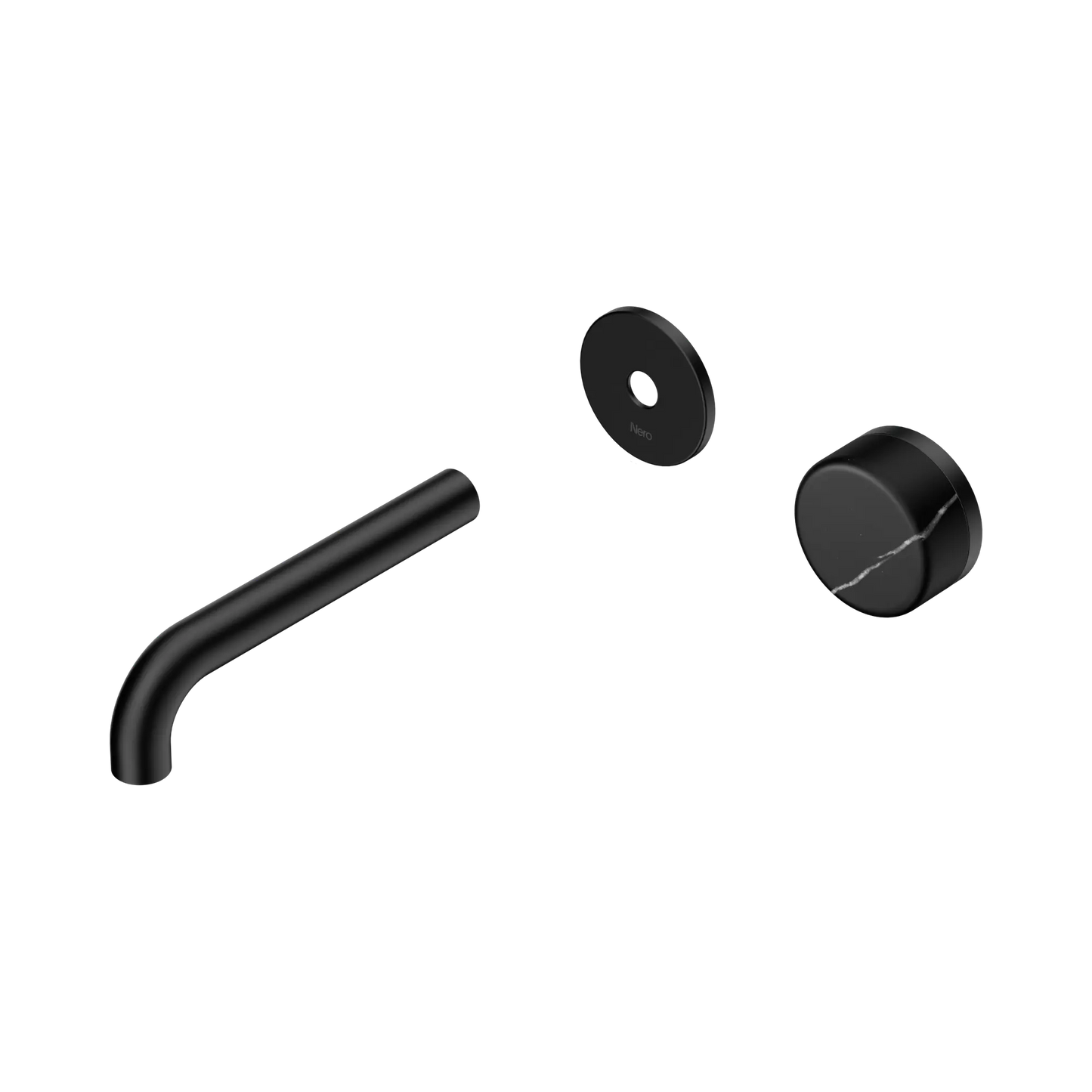 Serenity Progressive Wall Basin Mixer 160mm Spout With Marquina Black Handle Trim Kit Only Matte Black