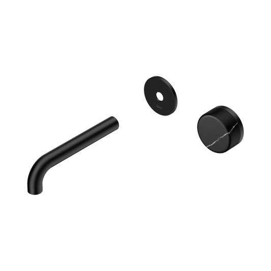Serenity Progressive Wall Basin Mixer 160mm Spout With Marquina Black Handle Trim Kit Only Matte Black
