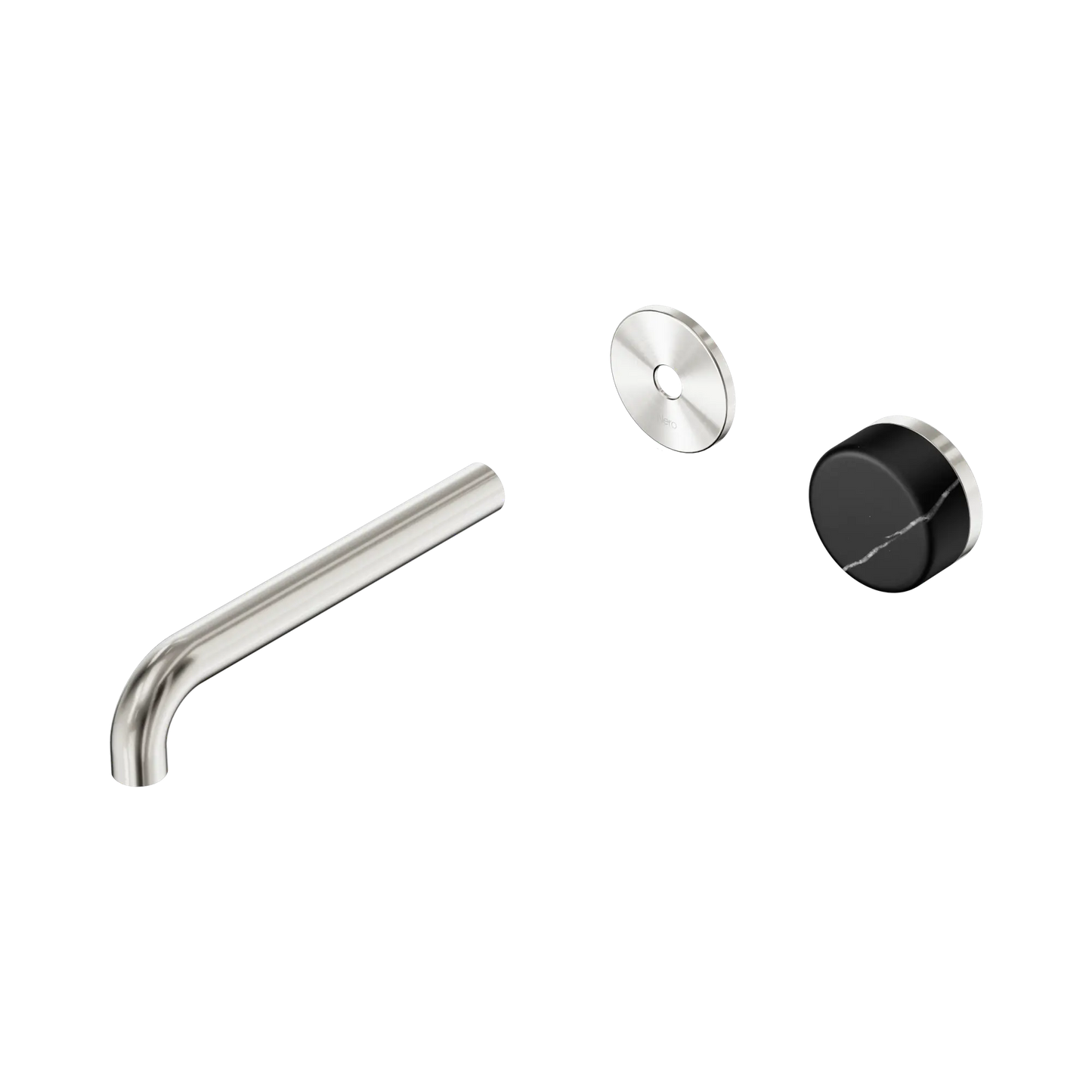 Serenity Progressive Wall Basin Mixer 185mm Spout With Marquina Black Handle Trim Kit Only Brushed Nickel