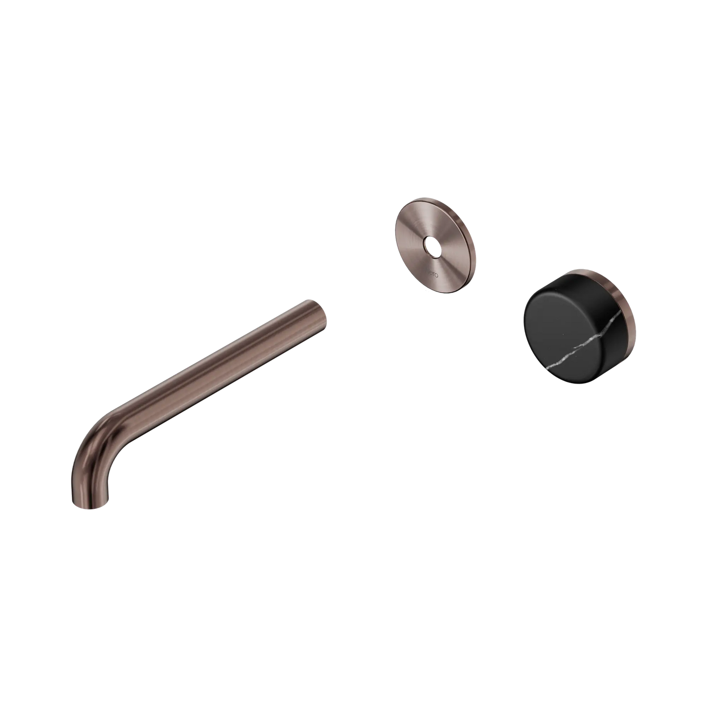 Serenity Progressive Wall Basin Mixer 185mm Spout With Marquina Black Handle Trim Kit Only Brushed Bronze