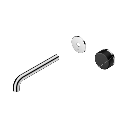 Serenity Progressive Wall Basin Mixer 185mm Spout With Marquina Black Handle Trim Kit Only Chrome