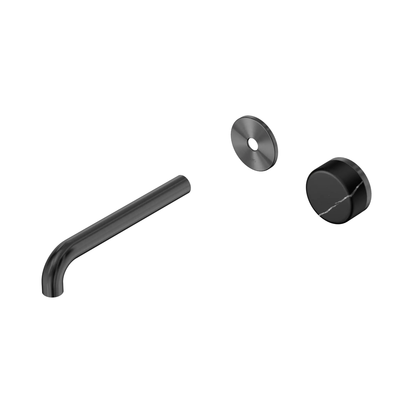 Serenity Progressive Wall Basin Mixer 185mm Spout With Marquina Black Handle Trim Kit Only Gun Metal