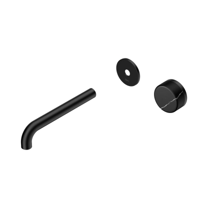Serenity Progressive Wall Basin Mixer 185mm Spout With Marquina Black Handle Trim Kit Only Matte Black