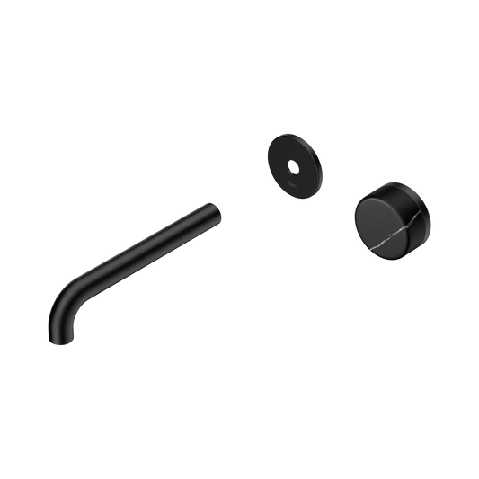 Serenity Progressive Wall Basin Mixer 185mm Spout With Marquina Black Handle Trim Kit Only Matte Black