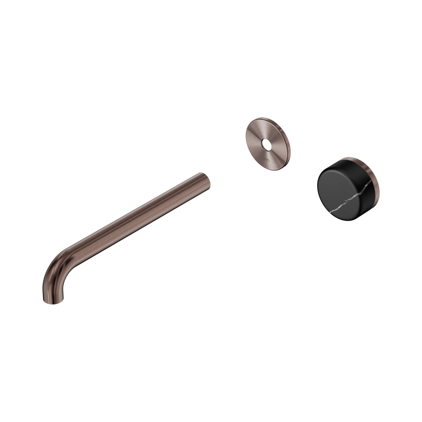 Serenity Progressive Wall Basin Mixer 220mm Spout With Marquina Black Handle Trim Kit Only Brushed Bronze