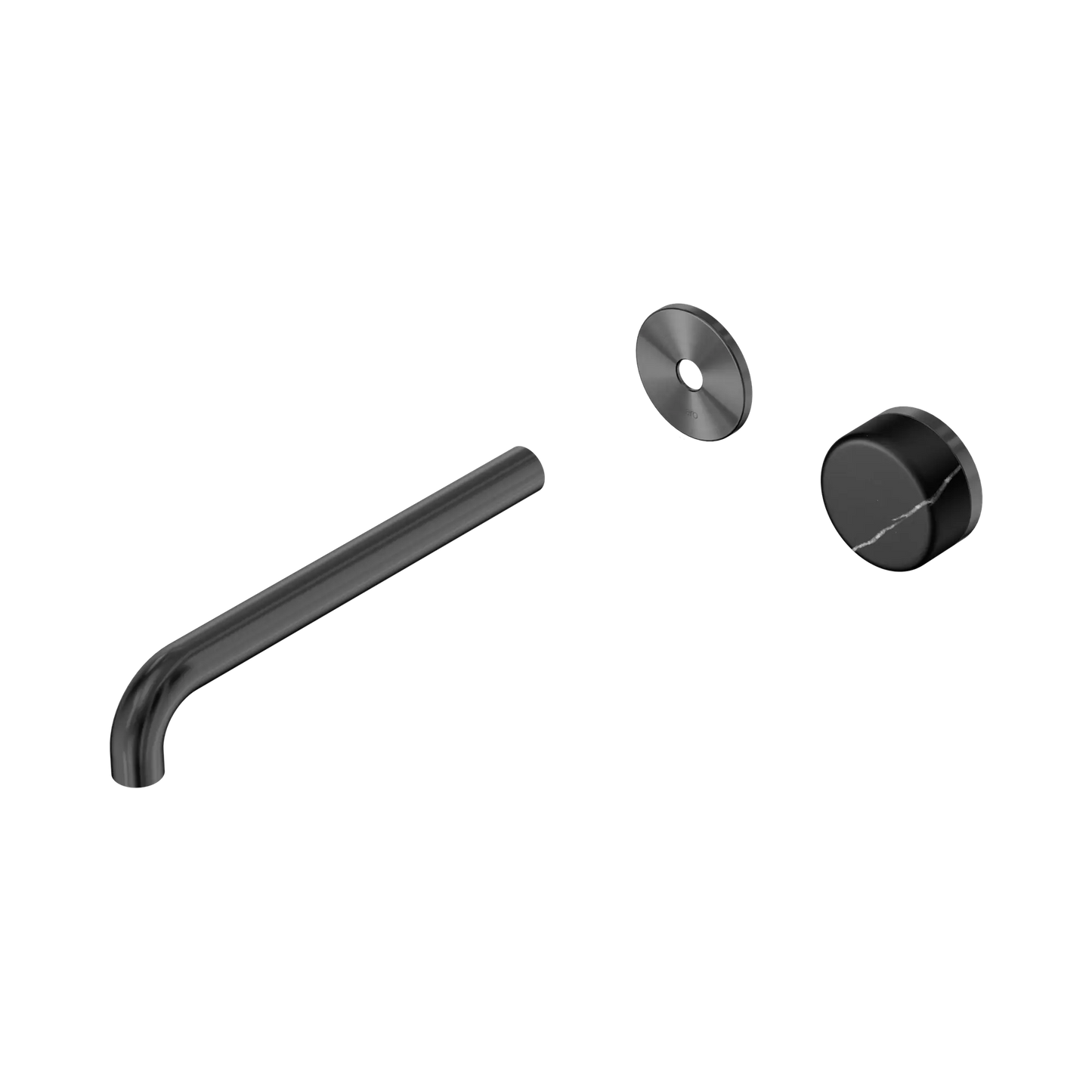 Serenity Progressive Wall Basin Mixer 220mm Spout With Marquina Black Handle Trim Kit Only Gun Metal