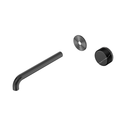Serenity Progressive Wall Basin Mixer 220mm Spout With Marquina Black Handle Trim Kit Only Gun Metal