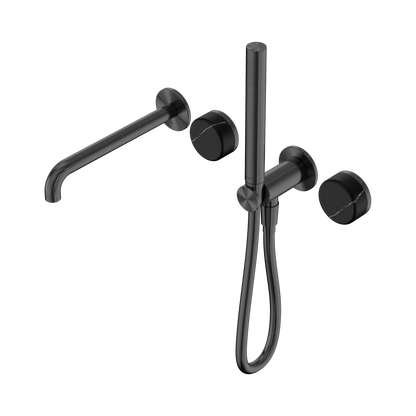 Serenity Progressive Shower System With Spout With Marquina Black Handle And Slim Shower Gun Metal