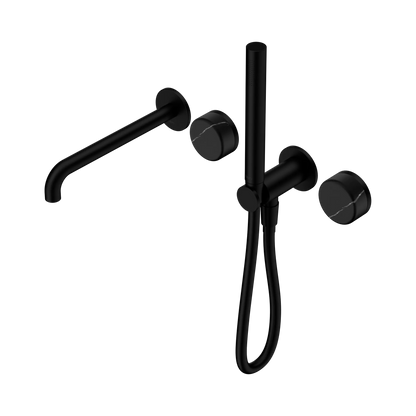 Serenity Progressive Shower System With Spout With Marquina Black Handle And Slim Shower Matte Black