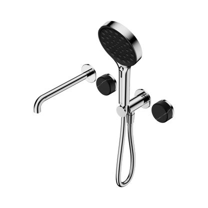 Serenity Progressive Shower System With Spout With Marquina Black Handle And Serenity Hand Shower Chrome