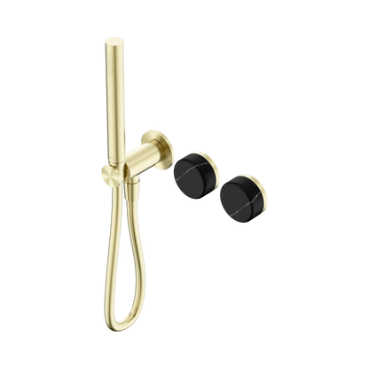 Serenity Progressive Shower System With Marquina Black Handle And Slim Shower Brushed Gold