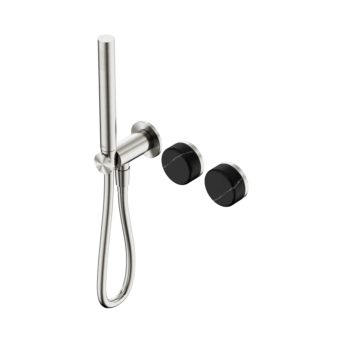 Serenity Progressive Shower System With Marquina Black Handle And Slim Shower Brushed Nickel