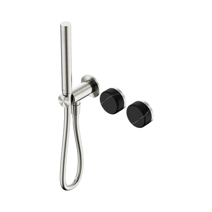 Serenity Progressive Shower System With Marquina Black Handle And Slim Shower Brushed Nickel