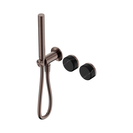 Serenity Progressive Shower System With Marquina Black Handle And Slim Shower Brushed Bronze