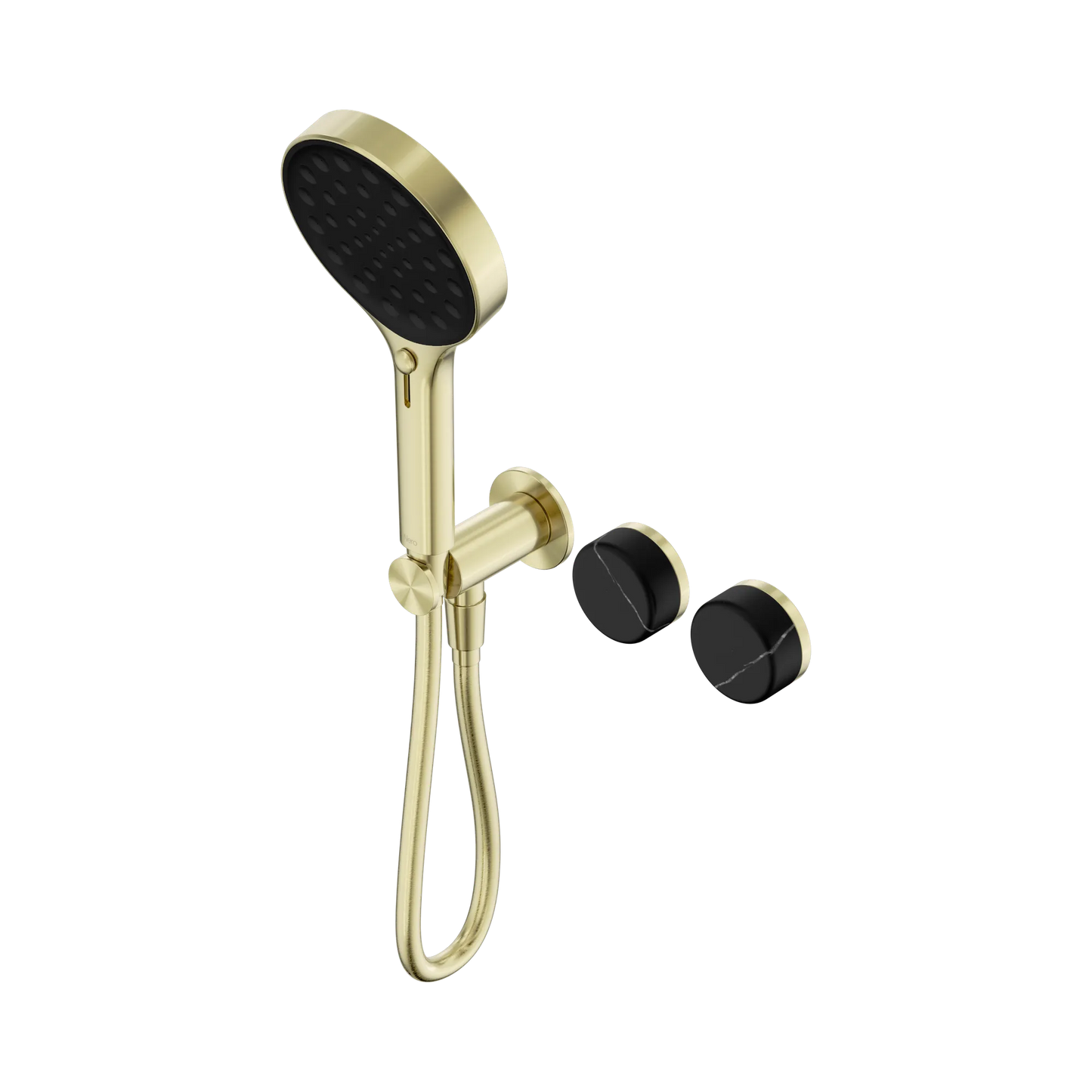 Serenity Progressive Shower System With Marquina Black Handle And Serenity Hand Shower Brushed Gold