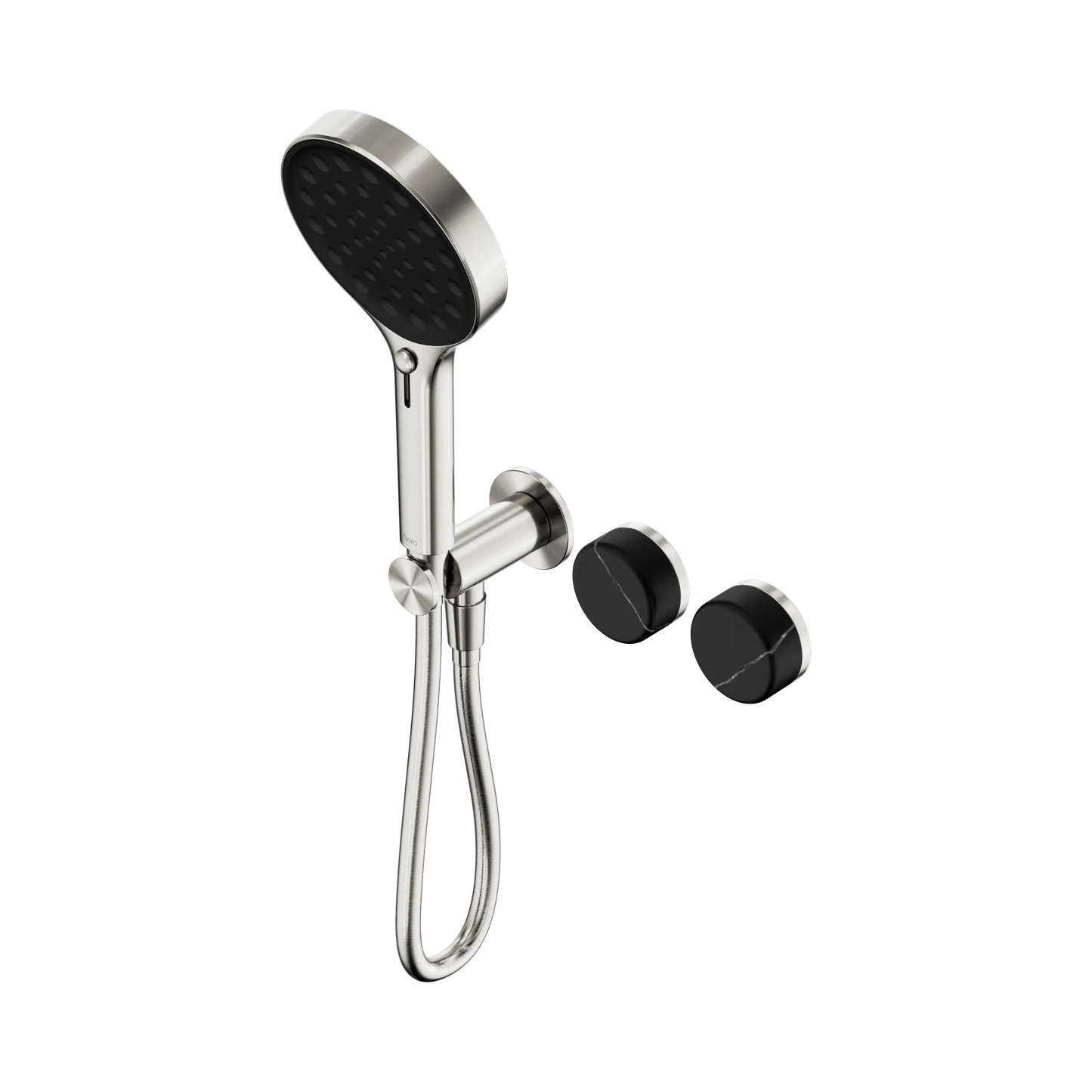 Serenity Progressive Shower System With Marquina Black Handle And Serenity Hand Shower Brushed Nickel
