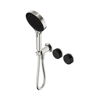 Serenity Progressive Shower System With Marquina Black Handle And Serenity Hand Shower Brushed Nickel