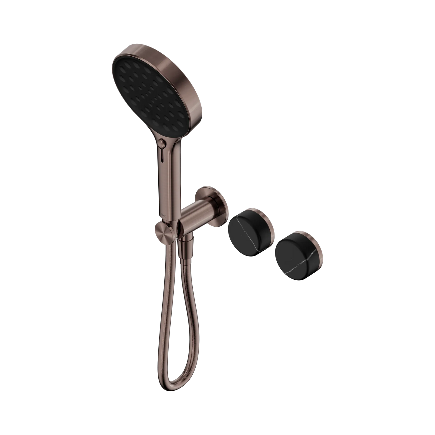 Serenity Progressive Shower System With Marquina Black Handle And Serenity Hand Shower Brushed Bronze