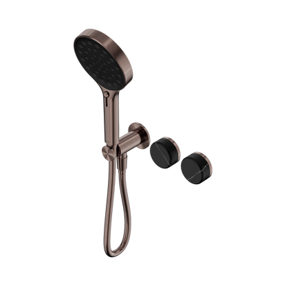 Serenity Progressive Shower System With Marquina Black Handle And Serenity Hand Shower Brushed Bronze