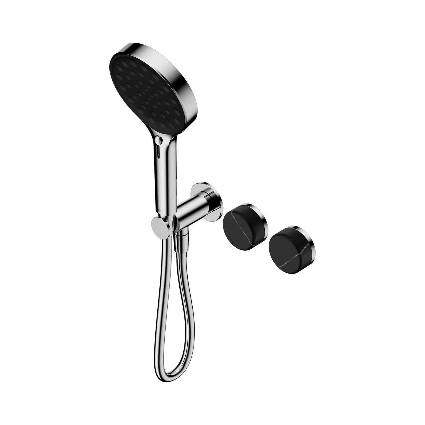 Serenity Progressive Shower System With Marquina Black Handle And Serenity Hand Shower Chrome