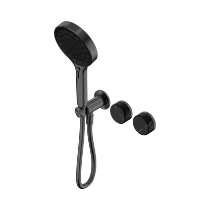 Serenity Progressive Shower System With Marquina Black Handle And Serenity Hand Shower Gun Metal