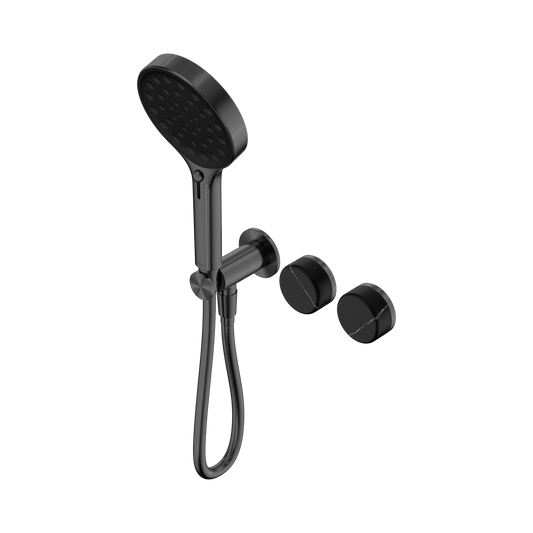 Serenity Progressive Shower System With Marquina Black Handle And Serenity Hand Shower Gun Metal
