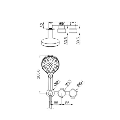 Serenity Progressive Shower System With Marquina Black Handle And Serenity Hand Shower Brushed Bronze