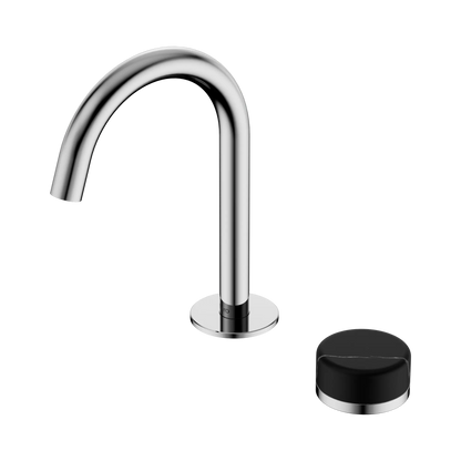 Serenity Progressive Basin Mixer Arc Spout With Marquina Black Handle Chrome