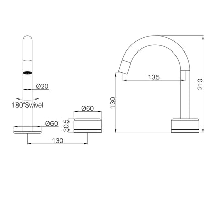 Serenity Progressive Basin Mixer Arc Spout With Marquina Black Handle Brushed Bronze
