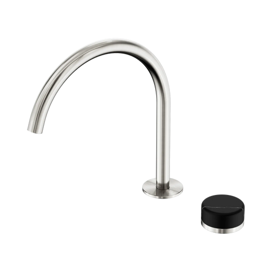 Serenity Progressive Bath/Kitchen Mixer Arc Spout With Marquina Black Handle Brushed Nickel