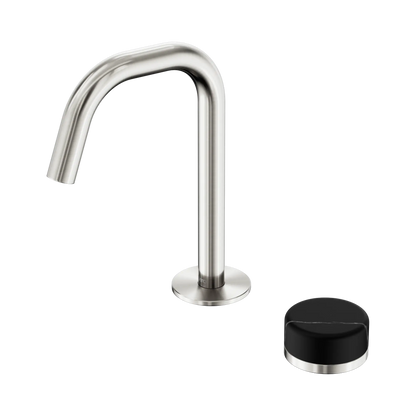 Serenity Progressive Basin Mixer Edge Spout With Marquina Black Handle Brushed Nickel