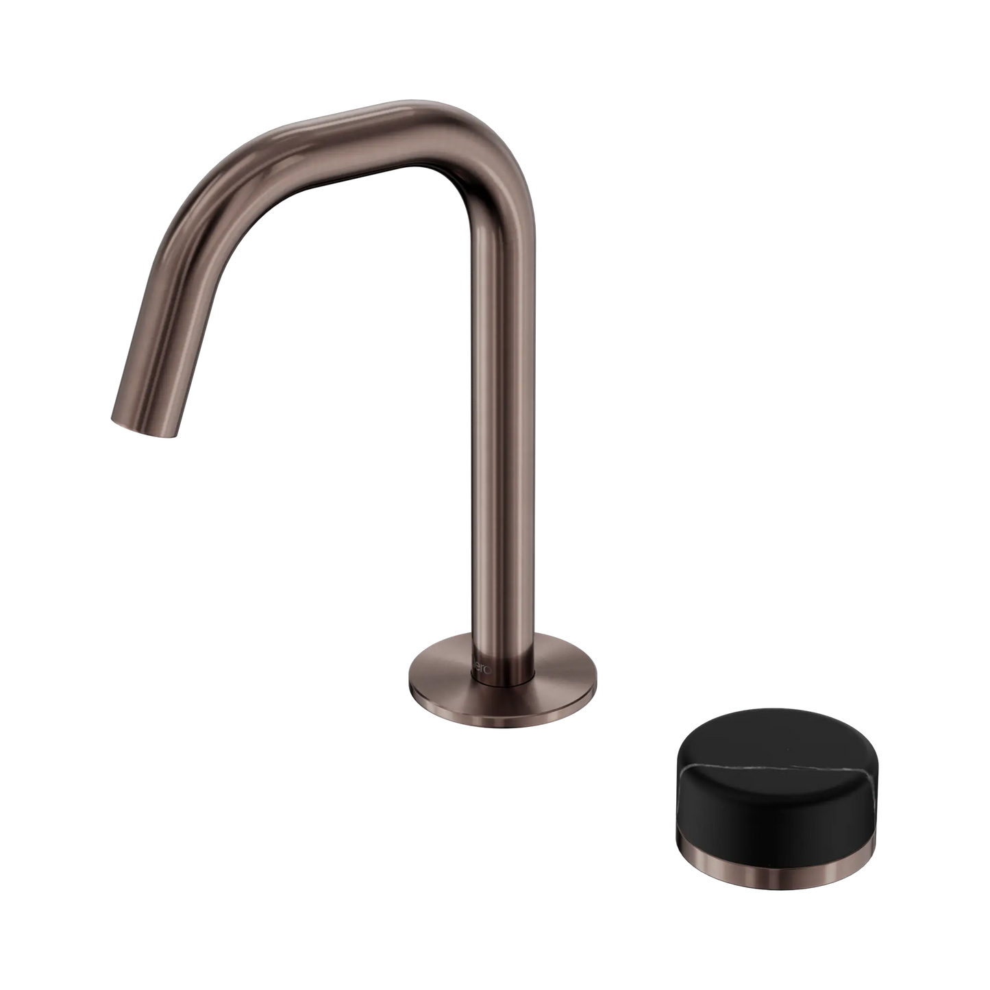 Serenity Progressive Basin Mixer Edge Spout With Marquina Black Handle Brushed Bronze