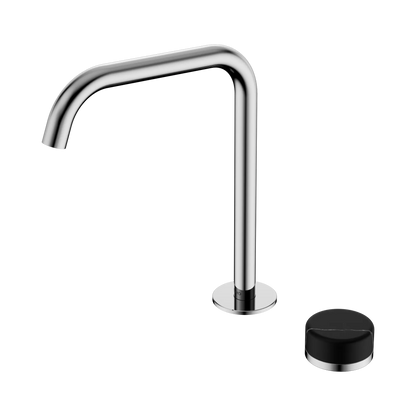 Serenity Progressive Bath/Kitchen Mixer Edge Spout With Marquina Black Handle Chrome