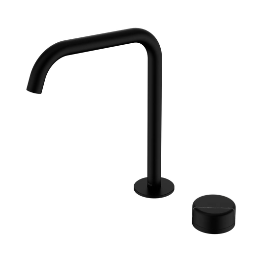 Serenity Progressive Bath/Kitchen Mixer Edge Spout With Marquina Black Handle Matte Black