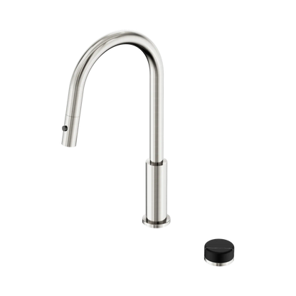 Nero Serenity Progressive Pull Out kitchen Mixer Set With Marquina Black Handle Brushed Nickel