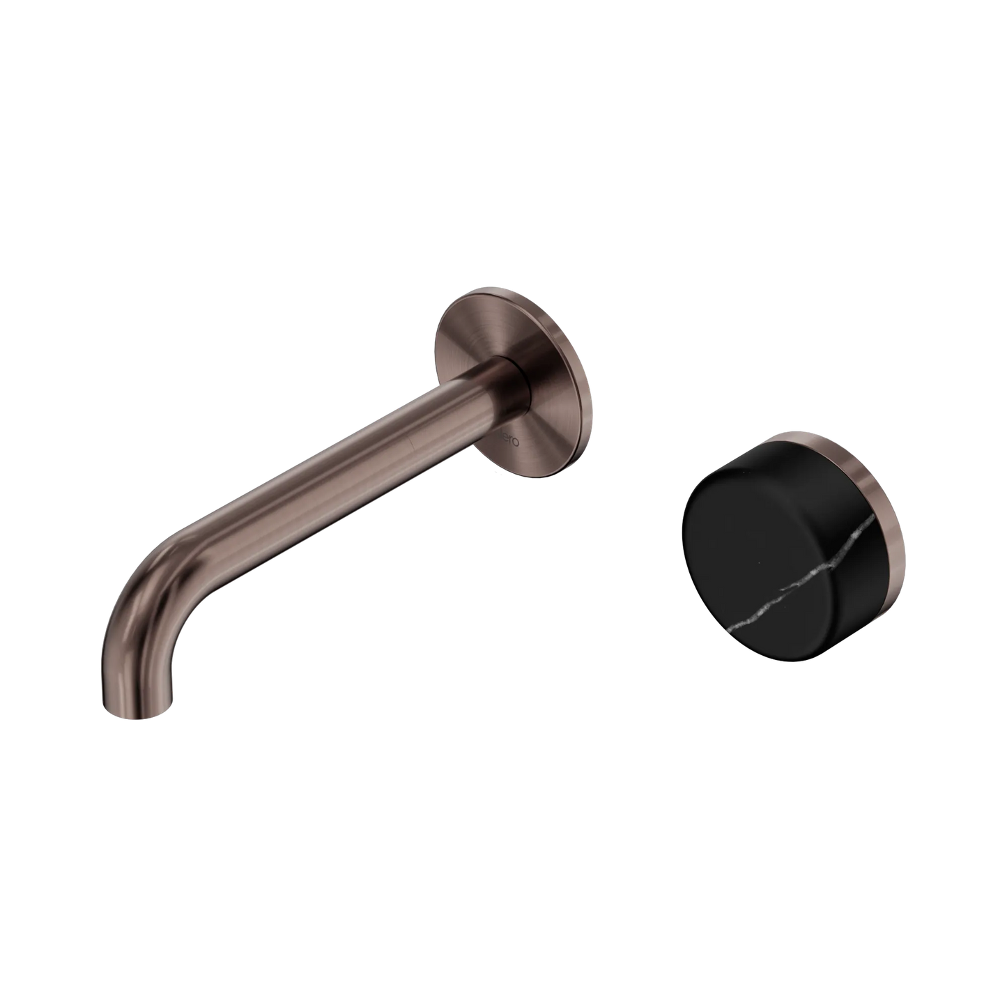 Serenity Progressive Wall Basin Mixer 160mm Spout With Marquina Black Handle Brushed Bronze