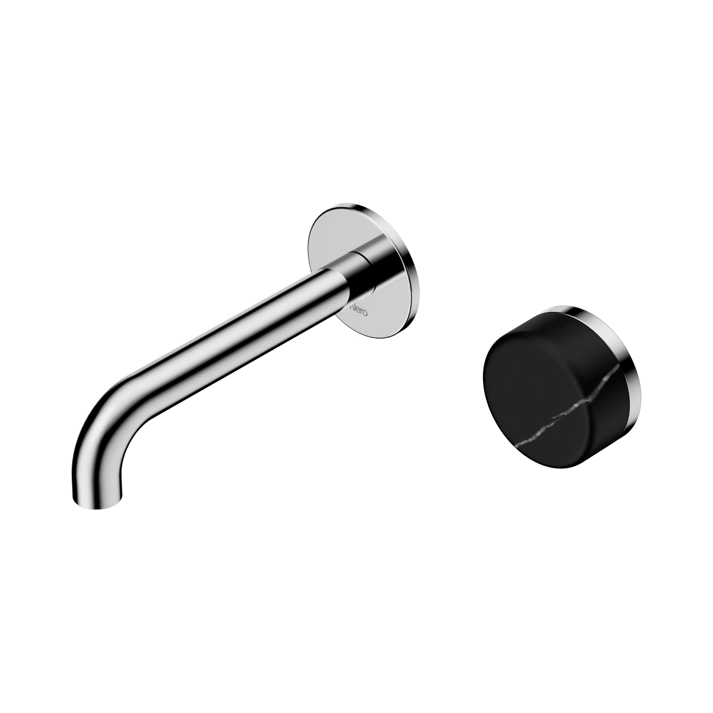 Serenity Progressive Wall Basin Mixer 160mm Spout With Marquina Black Handle Chrome