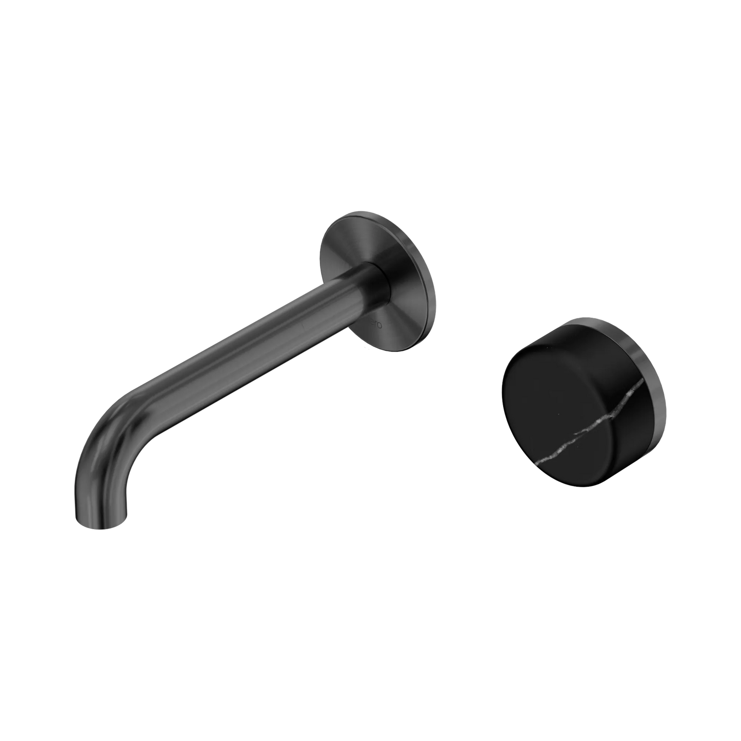 Serenity Progressive Wall Basin Mixer 160mm Spout With Marquina Black Handle Gun Metal