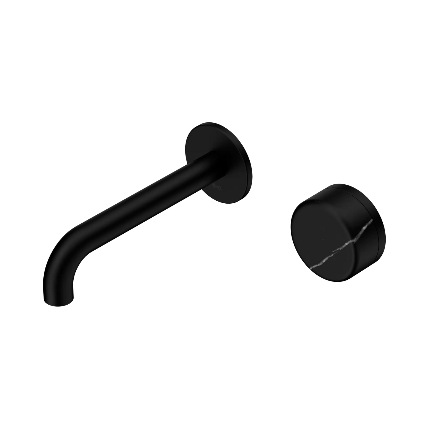Serenity Progressive Wall Basin Mixer 160mm Spout With Marquina Black Handle Matte Black