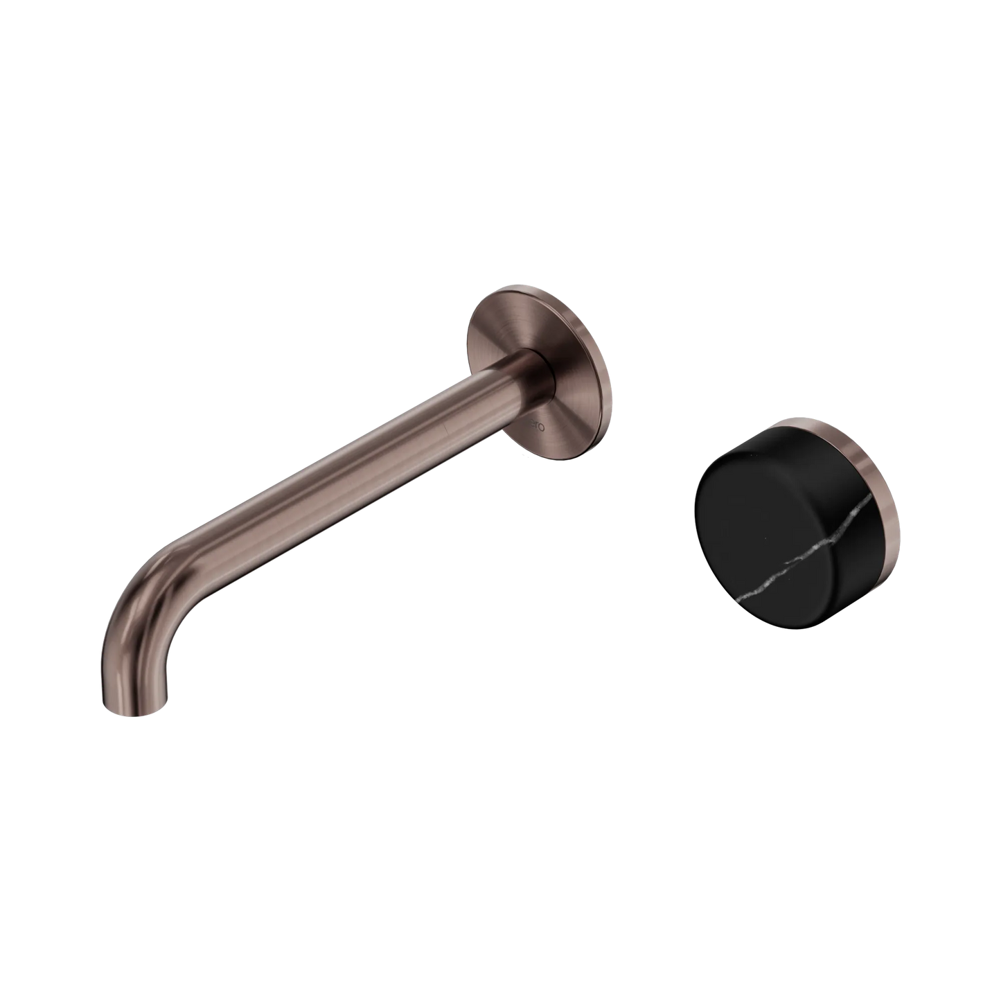 Serenity Progressive Wall Basin Mixer 185mm Spout With Marquina Black Handle Brushed Bronze
