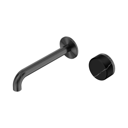 Serenity Progressive Wall Basin Mixer 185mm Spout With Marquina Black Handle Gun Metal