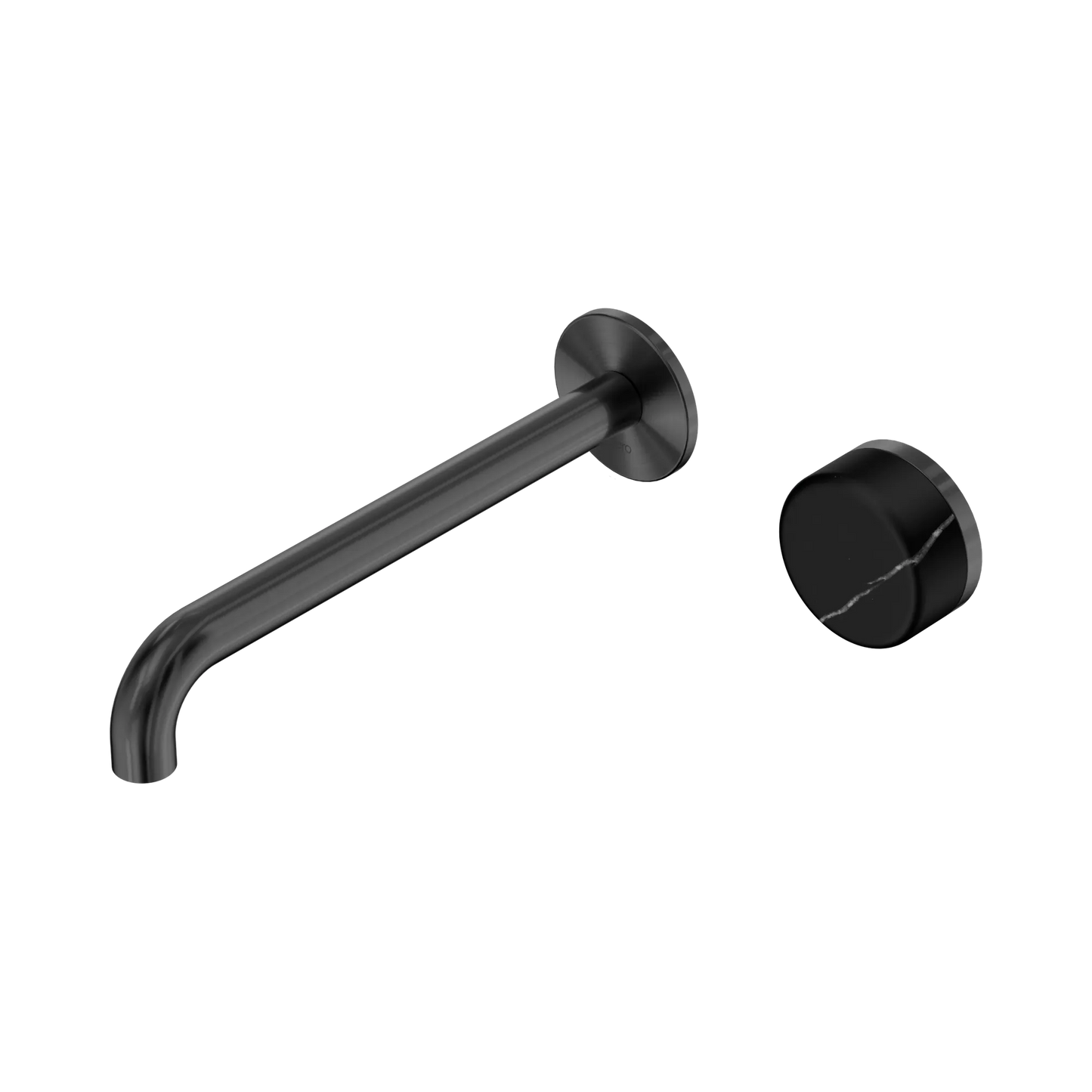 Serenity Progressive Wall Basin Mixer 220mm Spout With Marquina Black Handle Gun Metal