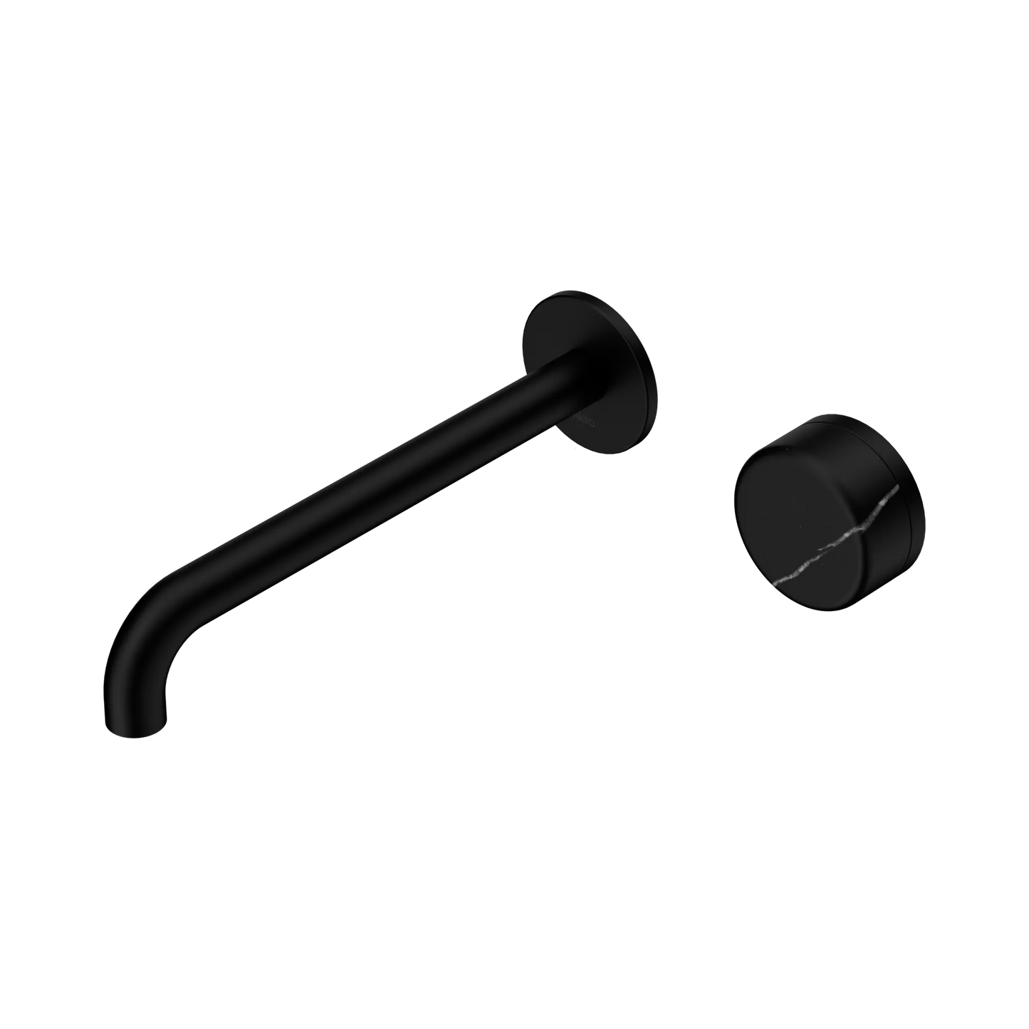Serenity Progressive Wall Basin Mixer 220mm Spout With Marquina Black Handle Matte Black